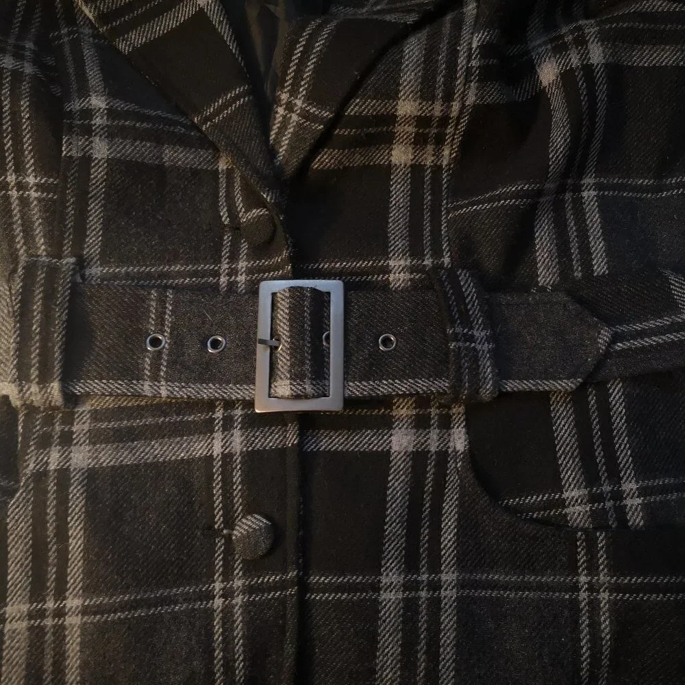 Smart Set Ladies Size 9 Black & Grey Plaid Belted Fully Lined Jacket/Blazer - Picture 6 of 11